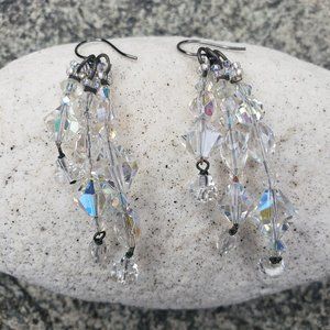 Clear Crystal Dangle Bead Earrings, Design B